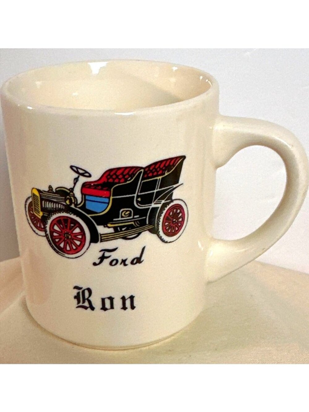 Vintage Ford Coffee Mug Cup RON Antique Car Auto Hot Cold Drink